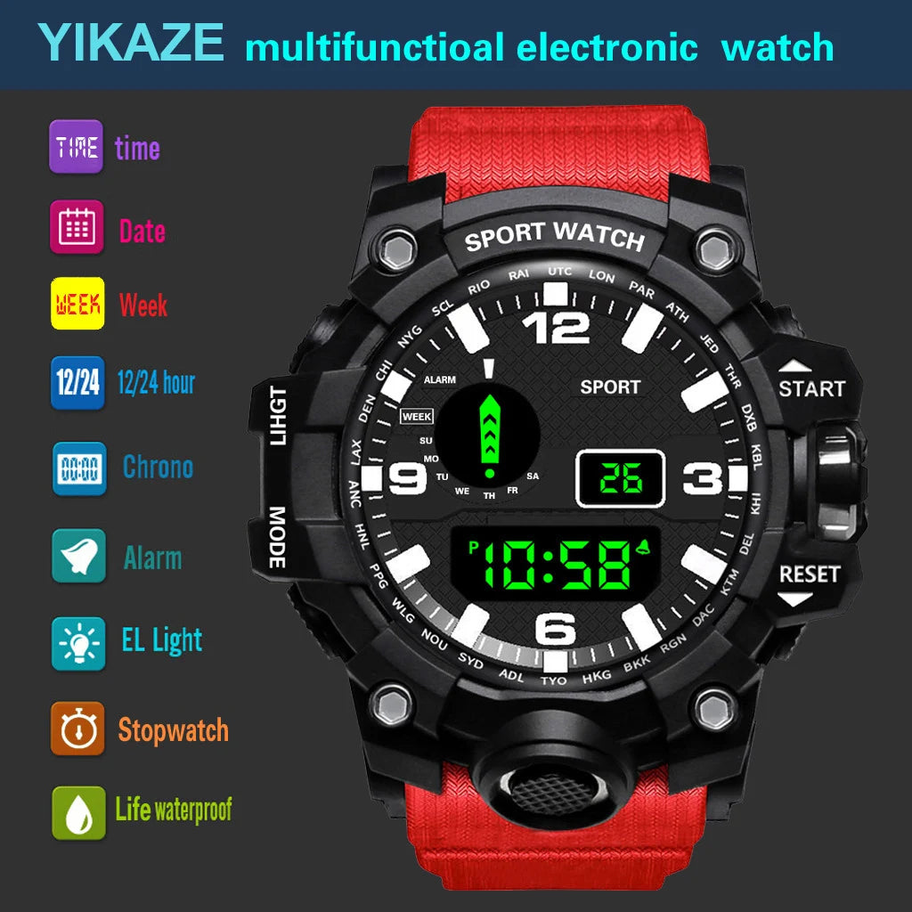 Men's Waterproof Sports Watch with Luminous Display and Alarm - Smarsty