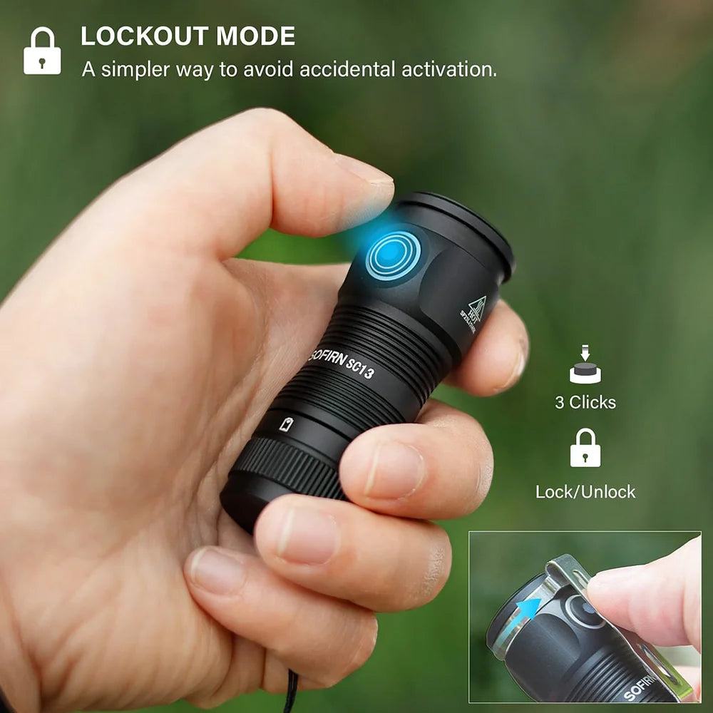 Sofirn SC13 519A 5000K Mini Powerful Led Light LED 1100lm 18350 Rechargeable Flashlight with Magnetic by Smarsty
