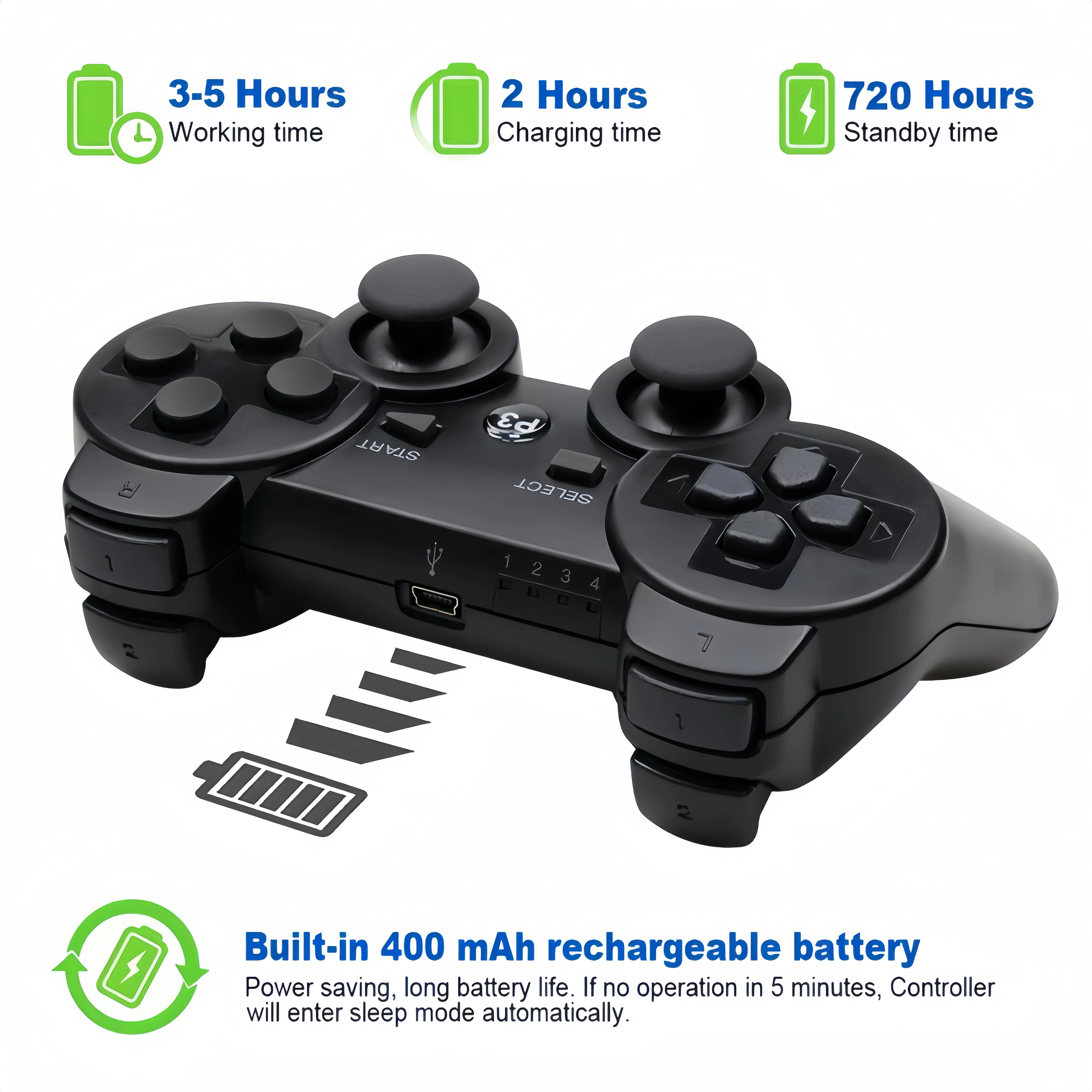 Wireless Bluetooth Gamepad for PS3 with Motion Control - Smarsty