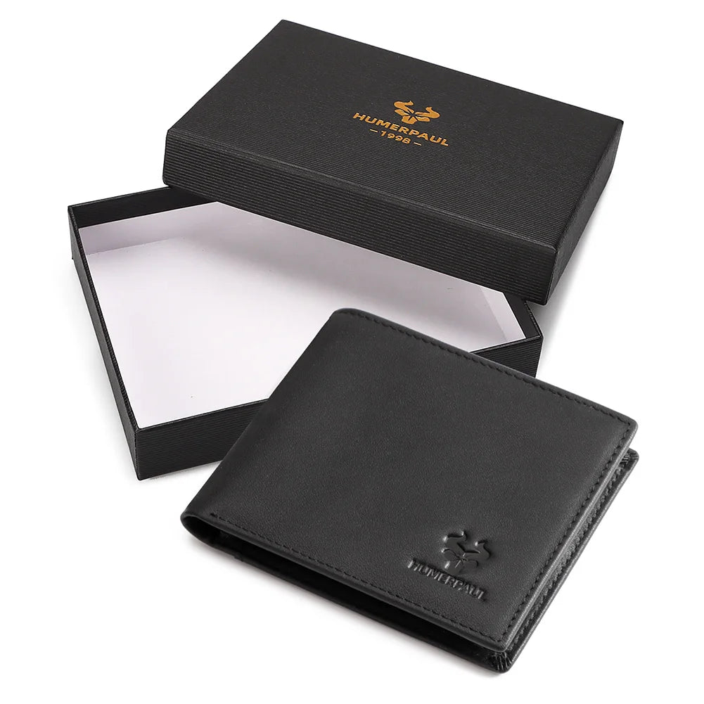 KAVIS Handmade Men's Wallet Genuine Leather RFID Card Holder with ID Window Large Capacity Male Storage Money Bag Fashion