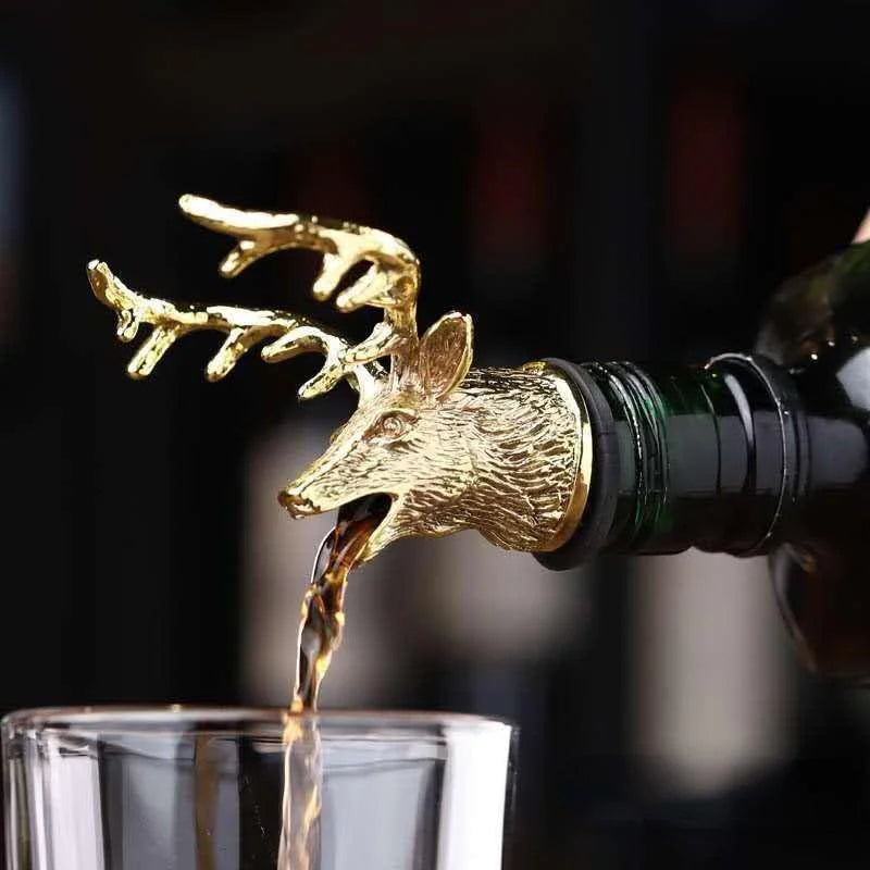 Zinc Alloy Deer Head Wine Pourer and Stopper - Smarsty
