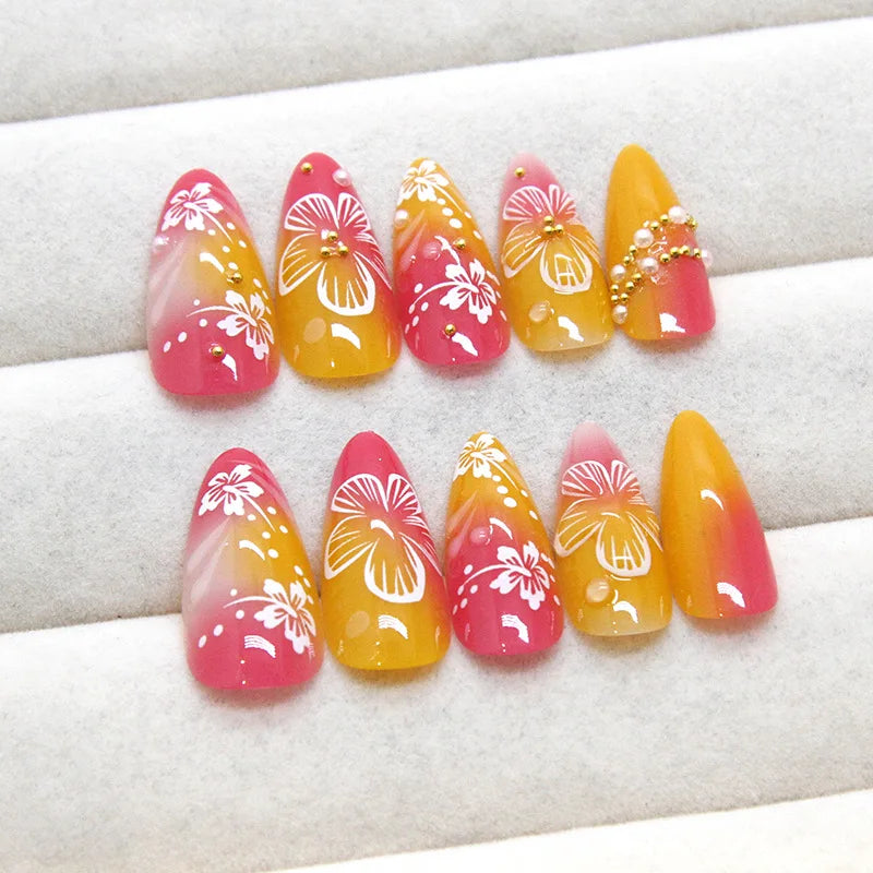 24 false nail pieces shipped randomly, Instagram-style false nails, wearable full-coverage almond-shaped press-on nails.