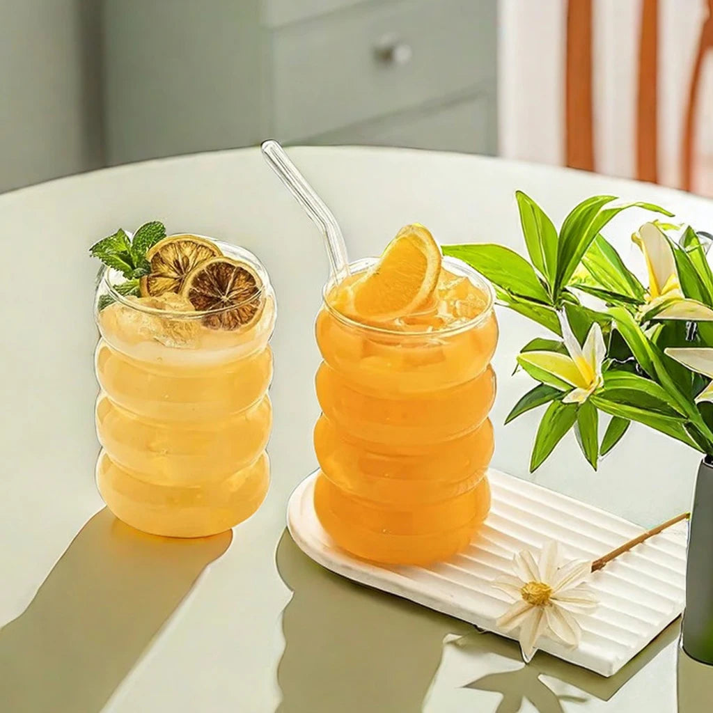 Creative Glass Cups Set with Straws for Stylish Drinking - Smarsty