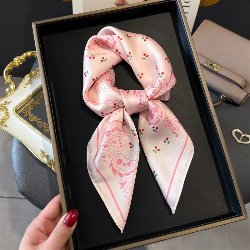 Bohemian Silk Square Scarf for Women Luxury Floral Print - Smarsty