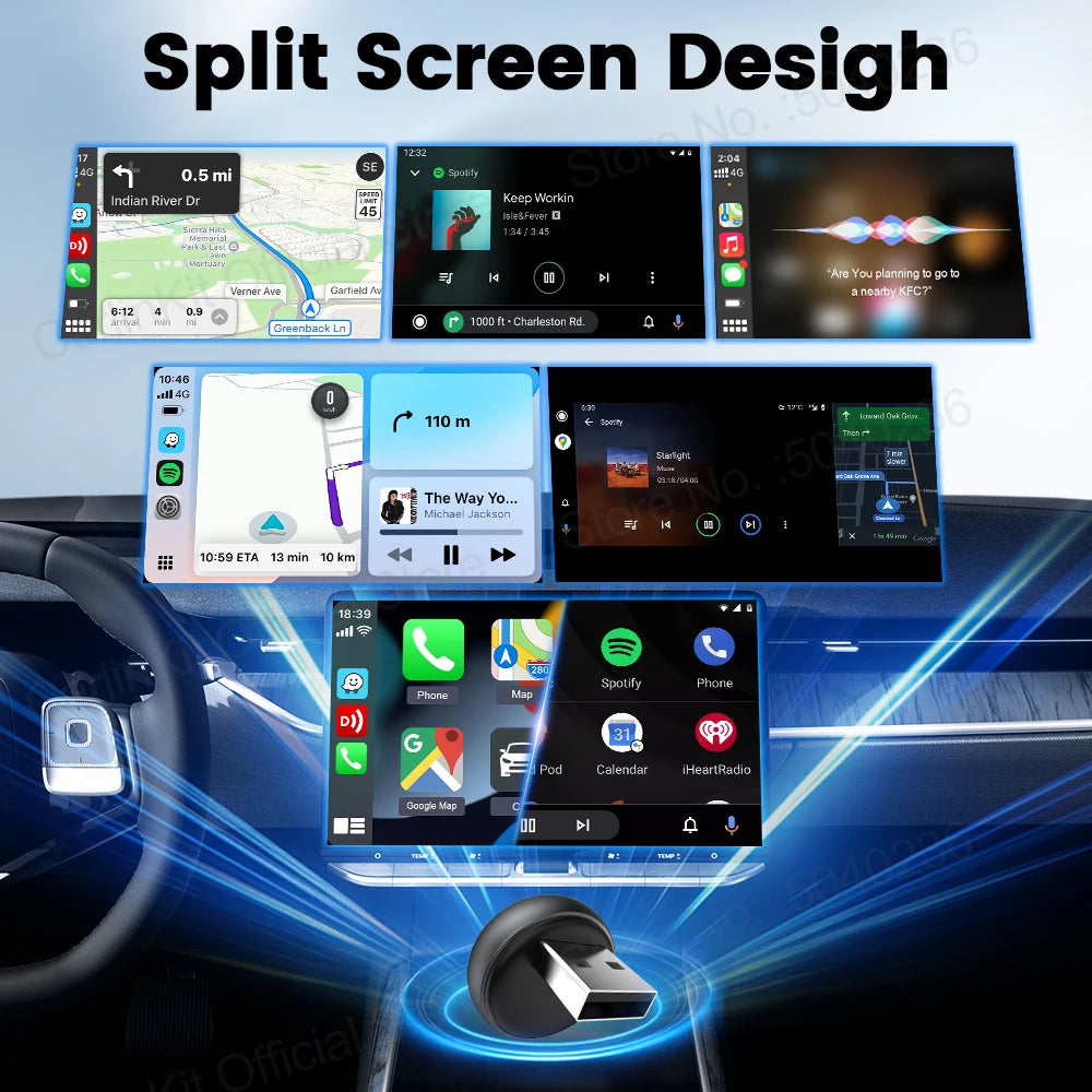 Mini Ultra 3 CarlinKit 5.0 Wireless Adapter Wireless CarPlay Android Auto For OEM Car Plug & Play WiFi Bluetooth Auto Connection