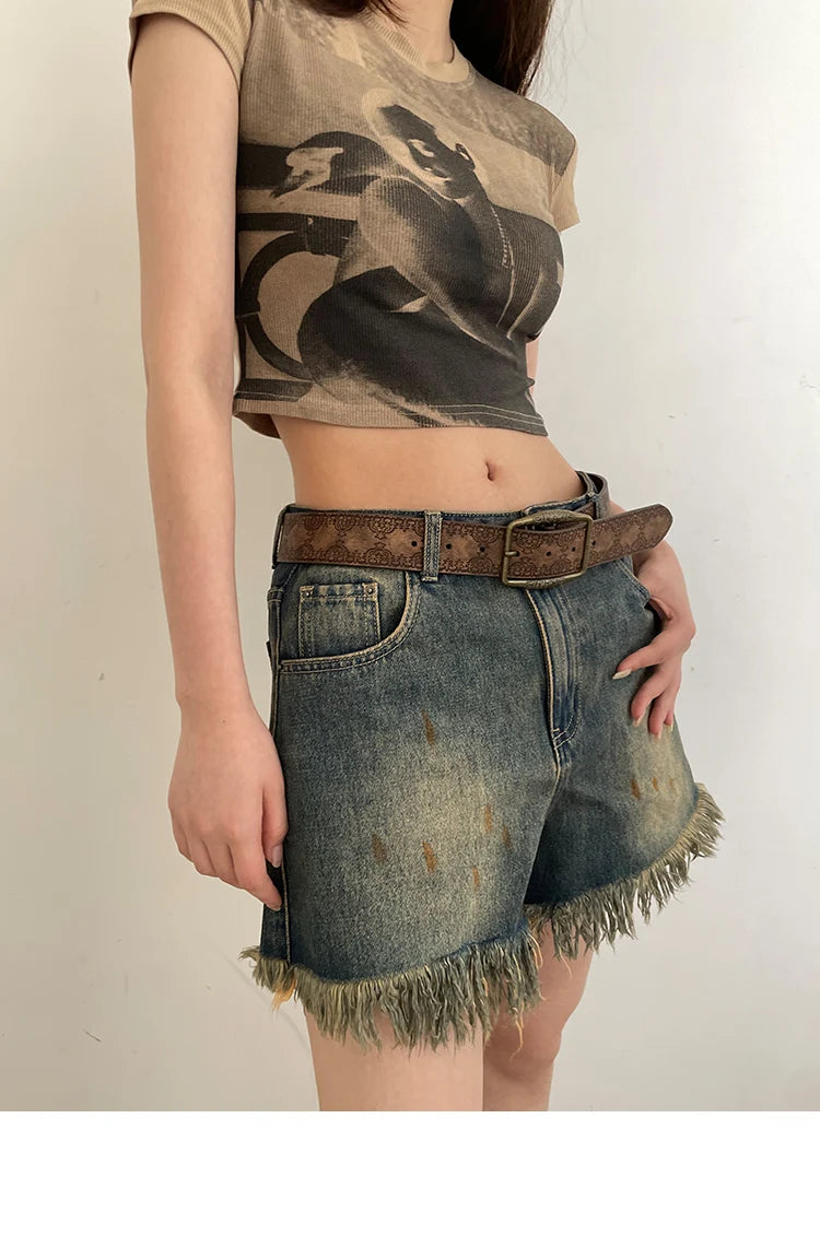 Y2K Retro Women Belt Casual PU Leather Brown - Smarsty