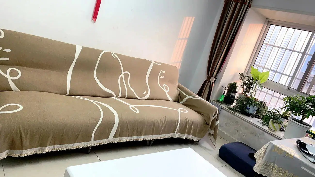 Black Chenille Sofa Cover for Dust Protection - Smarsty