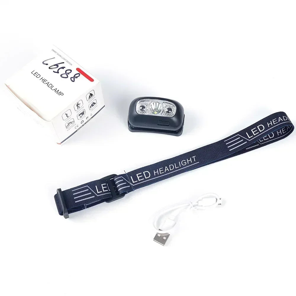 Strong Light Headlamp Mini Led Night Fishing Powerful Torch Head Lamp Outdoor Waterproof Camping Portable LED Sensor Headlamps by Smarsty