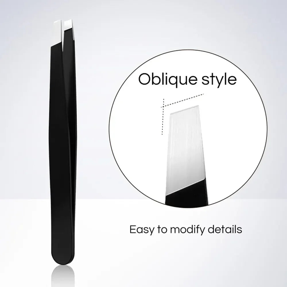 CNK Stainless Steel Black Eyebrow Tweezer for Precision Hair Removal - Smarsty