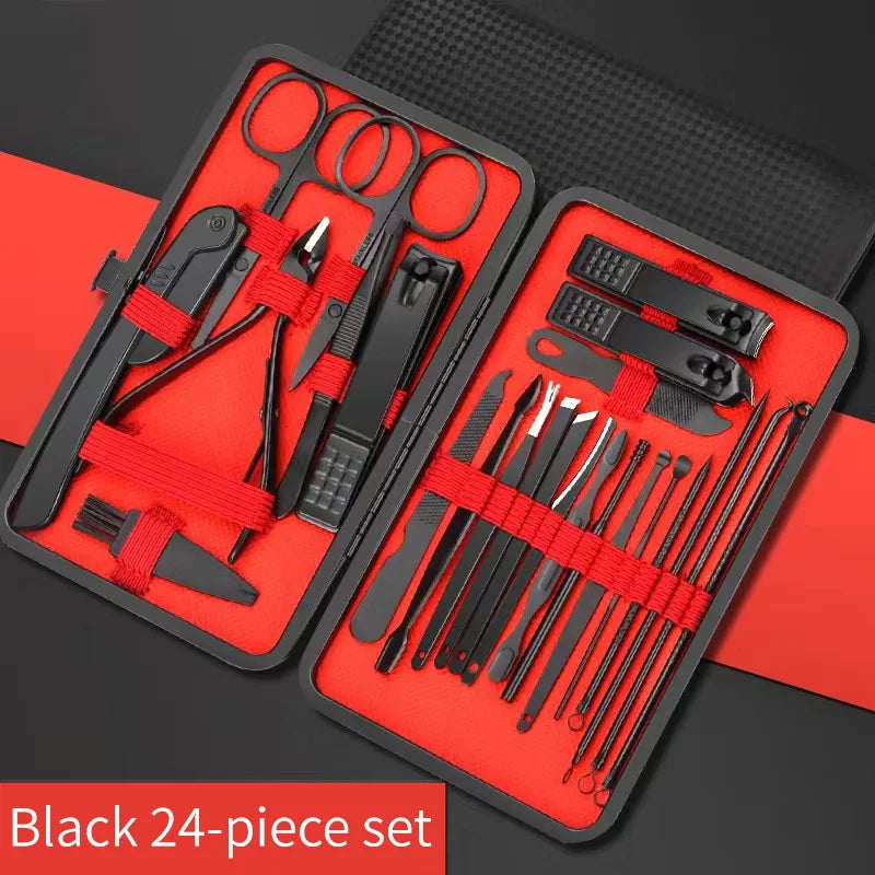 Convenient Black and Red Nail Clipper Set - Smarsty