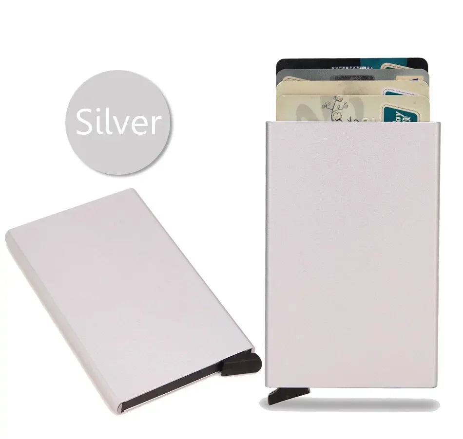 Anti Rfid Blocking Smart Wallet for Men Women ID Bank Credit Card Holder Metal Thin Slim Women Wallets Pop Up Minimalist Purse