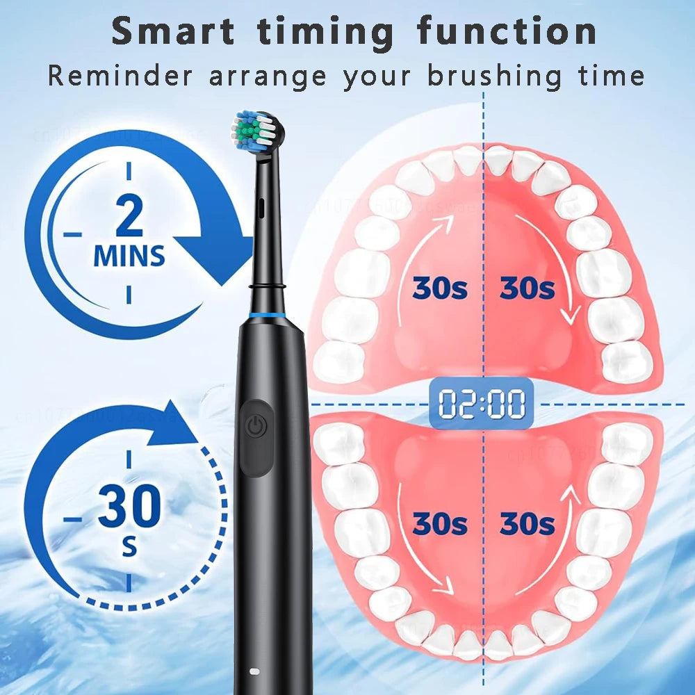 Waterproof Electric Toothbrush with 8 Heads and Timer - Smarsty