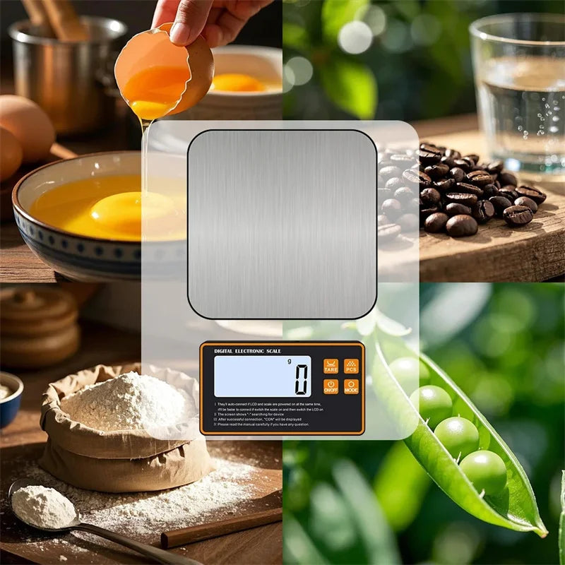 Wireless Kitchen Scale with Remote Display Stainless Steel Pan Magnetic Digital Electronic 15KG for Food Meal Prep by Smarsty