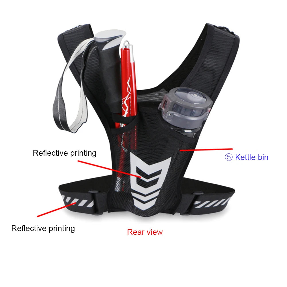 Reflective Running Backpack Mesh Breathable Hydration Backpack Lightweight Elastic Women Men Large Capacity for Jogging Fitness