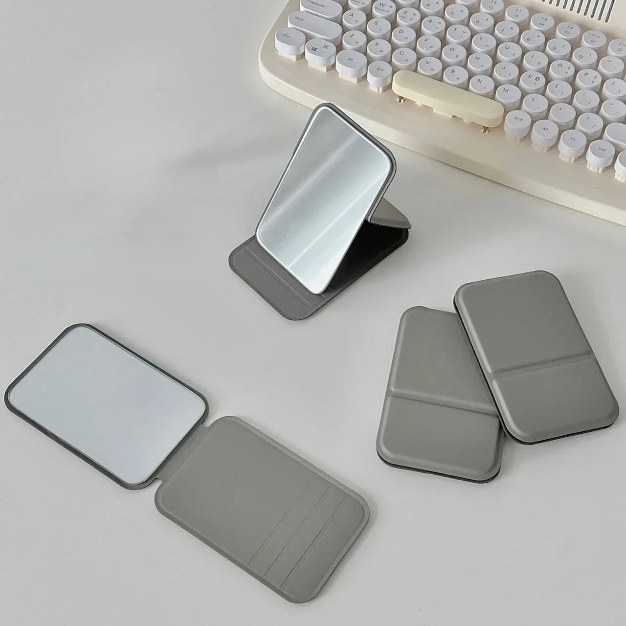 Portable Foldable Makeup Mirror with PU Leather Case - Smarsty