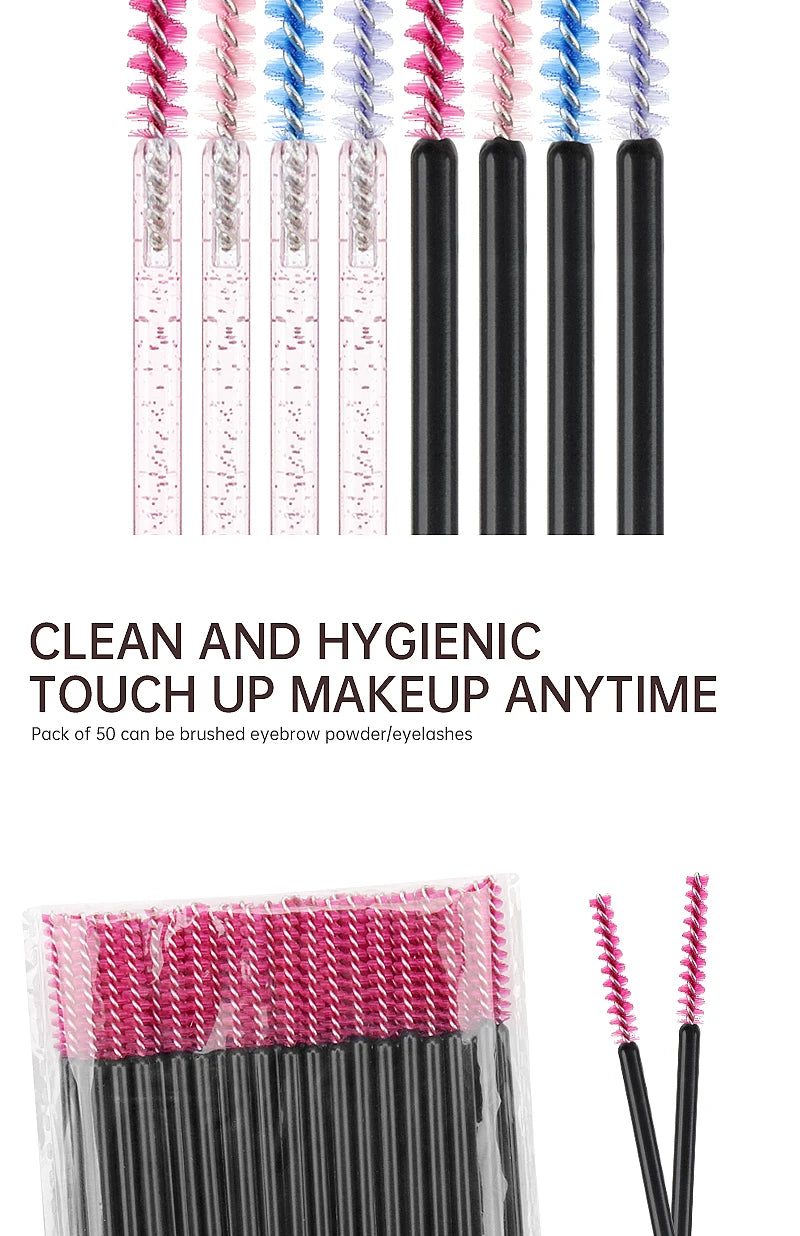 50 Pcs Disposable Eyelash Brushes with Diamond Handles - Smarsty