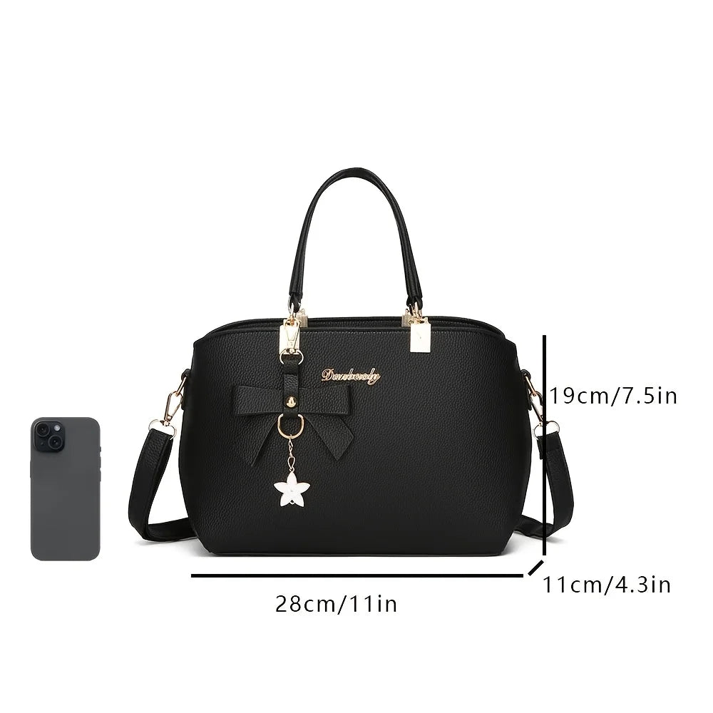 Elegant Bowknot Shoulder Bag With Multiple Compartments - Smarsty