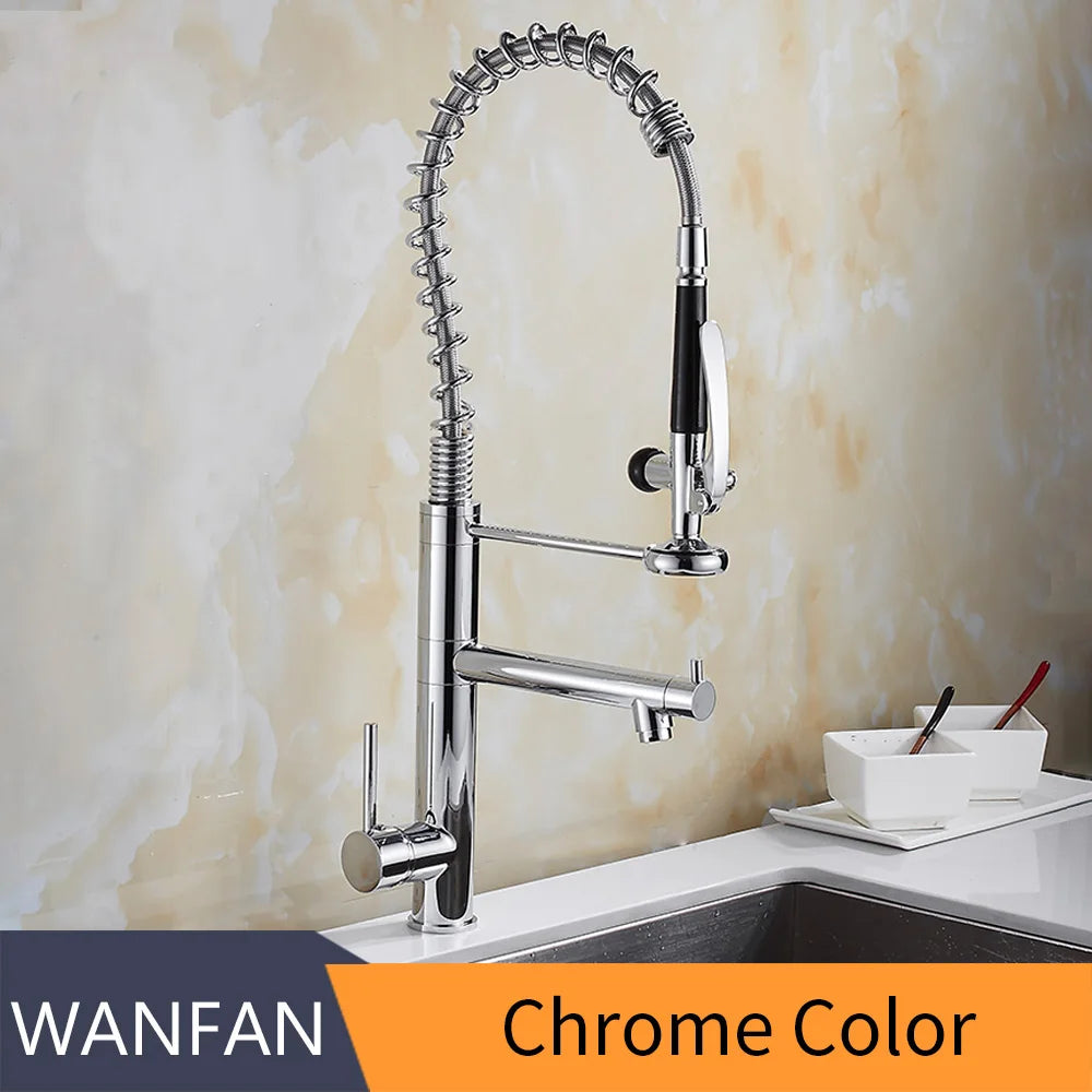 Chrome Brass Kitchen Faucet with Pull Out Spray - Smarsty