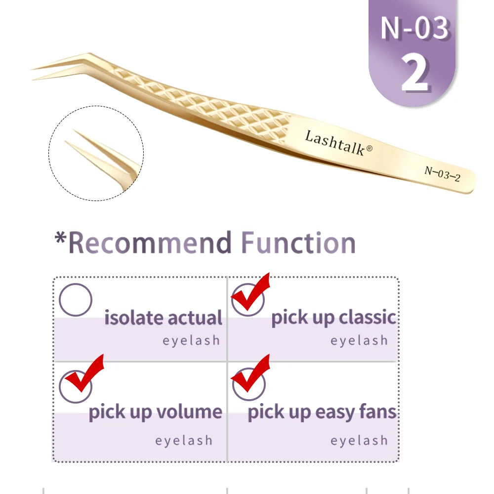 Precision Fiber Tip Eyelash Extension Tweezers with Diamond Grip - Smarsty