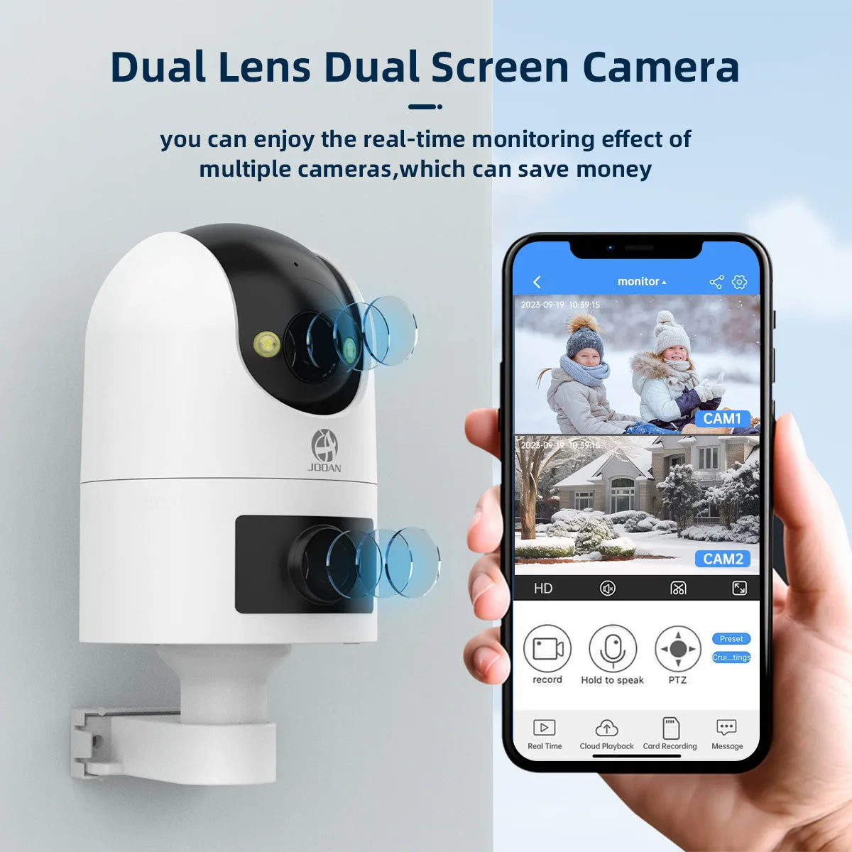 JOOAN 4K 6MP HD PTZ Camera Outdoor Dual Lens Dual Screen AI Tracking 5G WIFI IP Camera Security CCTV Video Surveillance Cameras