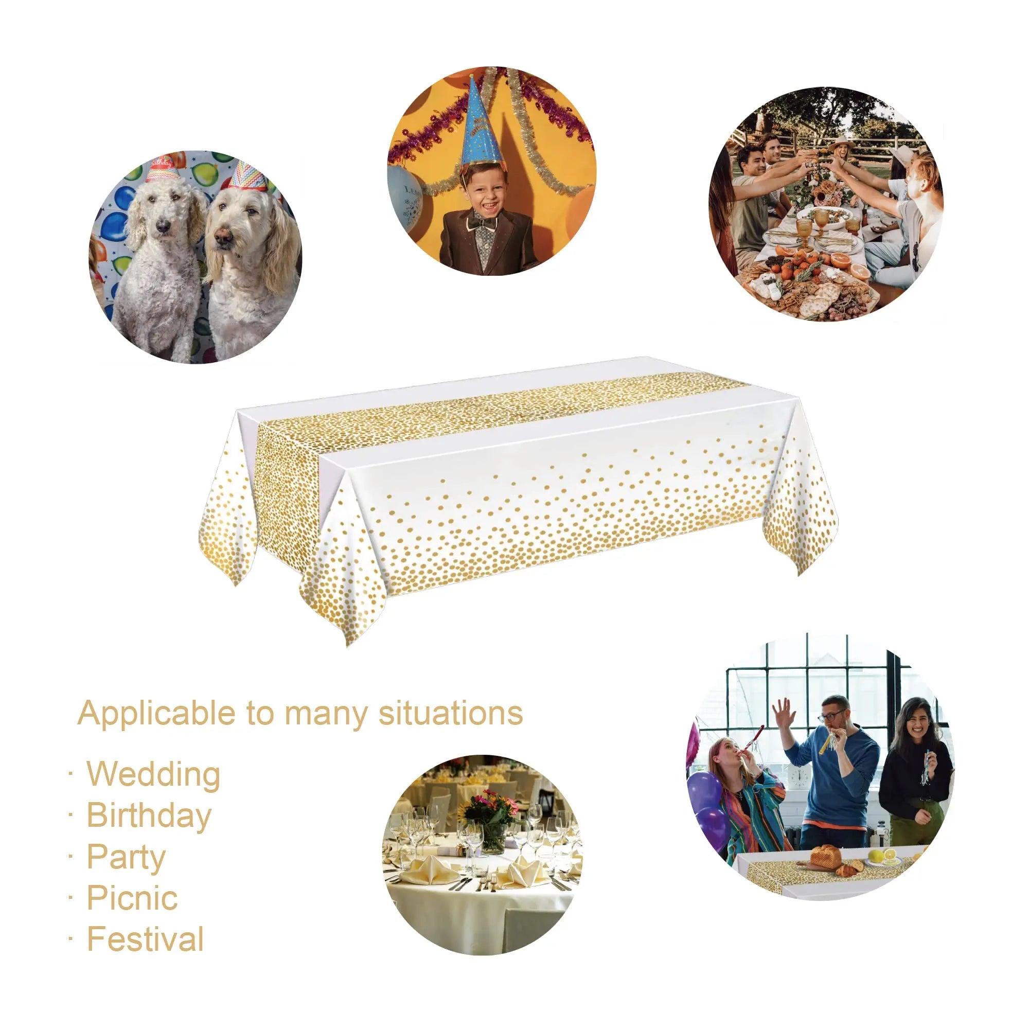 Black Gold Rectangular Tablecloth for Parties and Events - Smarsty