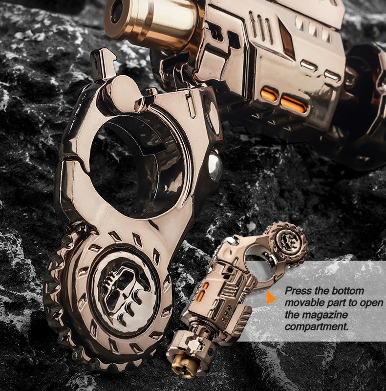 Shell-Ejecting Alloy Toy Pistol Set Stress Relief Fidget Sensory Toy Mini Finger Spinning Top EDC Desk Gadget Gift for Teen Boys - Smarsty