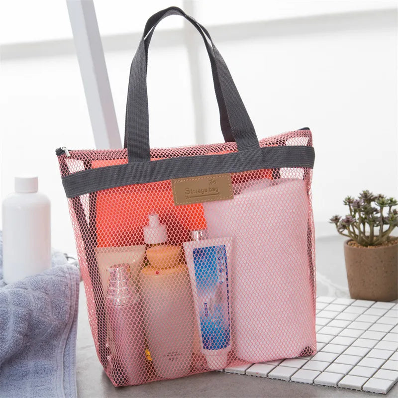 Mesh Makeup Toiletry Storage Bags Handbags Portable Travel Washing Body Shower Tools Organizer Hanging Cosmetic Organizer Pouch - Smarsty