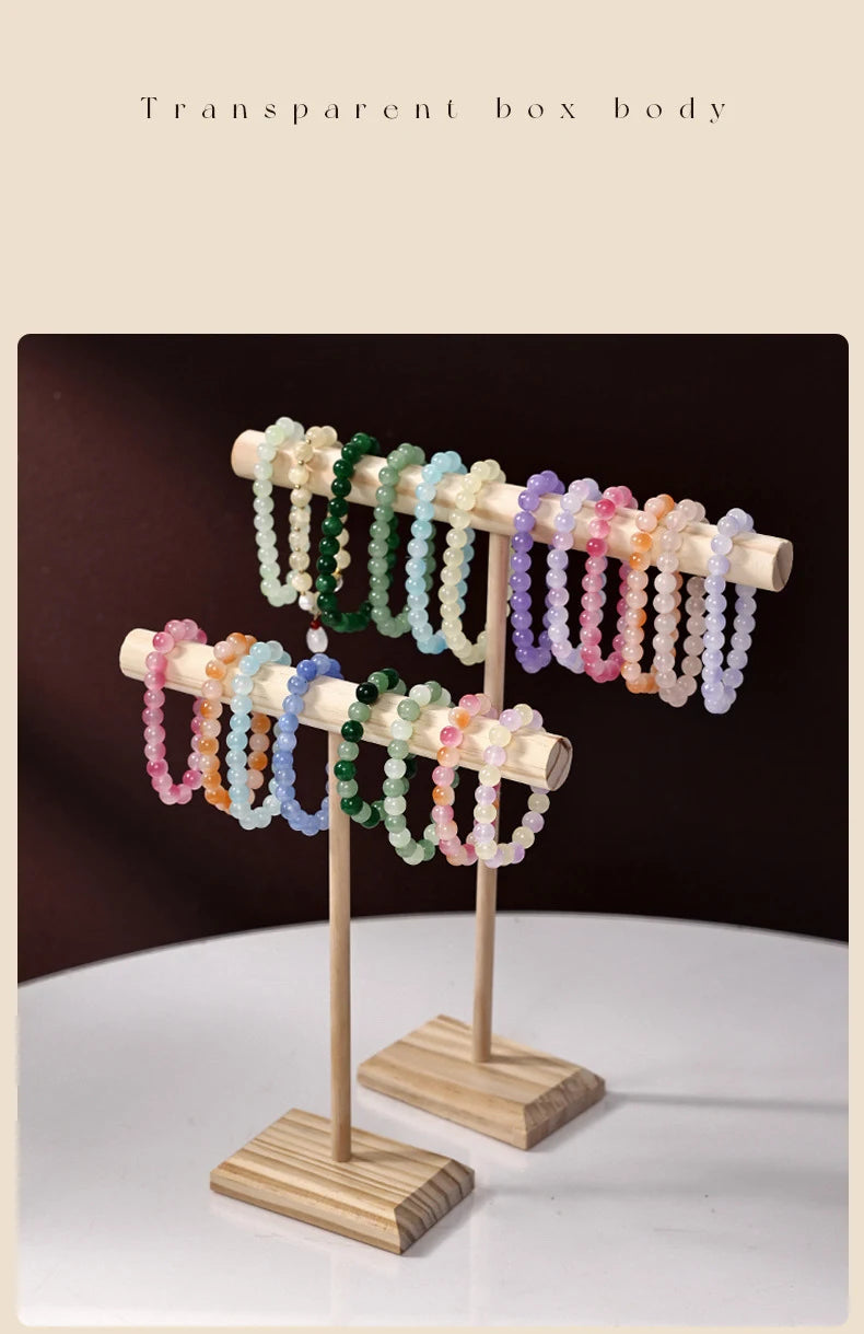 Solid Wood Jewelry Display Stand With Wooden Base - Smarsty