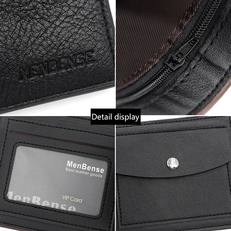Slim Men Wallets New Short Zipper Card Holder Photo Holder Male Purse Simple Coin Pocket High Quality PU Leather Men's Wallet - Smarsty