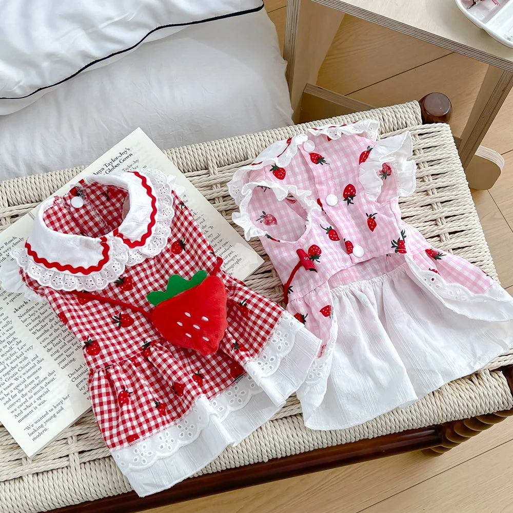Cute Strawberry Dress for Dogs Summer Apparel - Smarsty