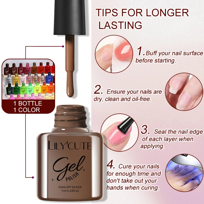 LILYCUTE 6 Piece Coffee Gel Nail Polish Set - Smarsty