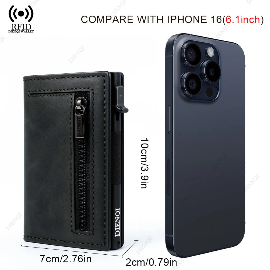 Luxury RFID Blocking Card Holder Men Wallets Money Bag Metal Credit Cardholder Aluminium Slim Thin Smart Minimalistic Wallets - Smarsty
