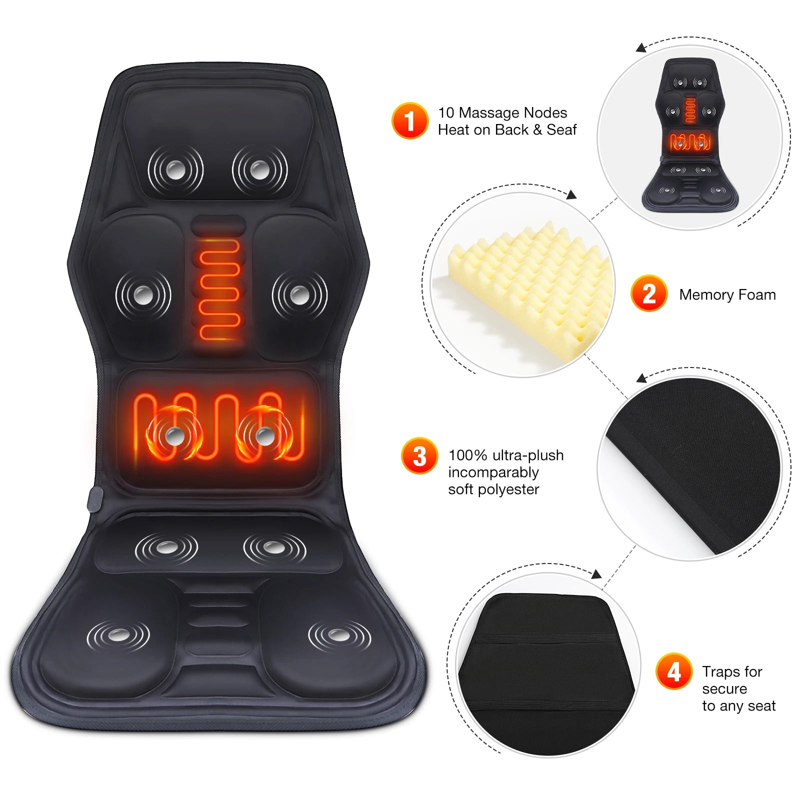 Electric Massage Chair Pad with Heating and Vibration - Smarsty