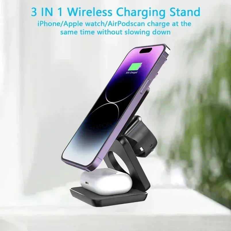 Foldable 3 In 1 Wireless Charger For iPhone And Watch - Smarsty