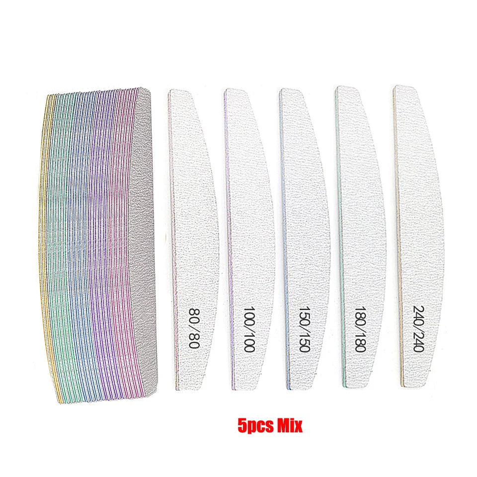 5Pcs Nail File Set with Colorful Grit Options - Smarsty