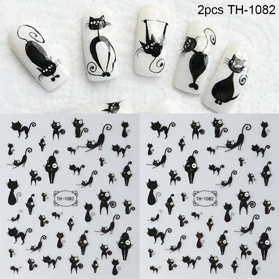 Cute Black Cat Nail Stickers for Fun Manicure Decor - Smarsty