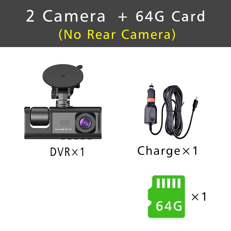 Three Channel Dash Cam 1080P With Three Lenses For Cars - Smarsty