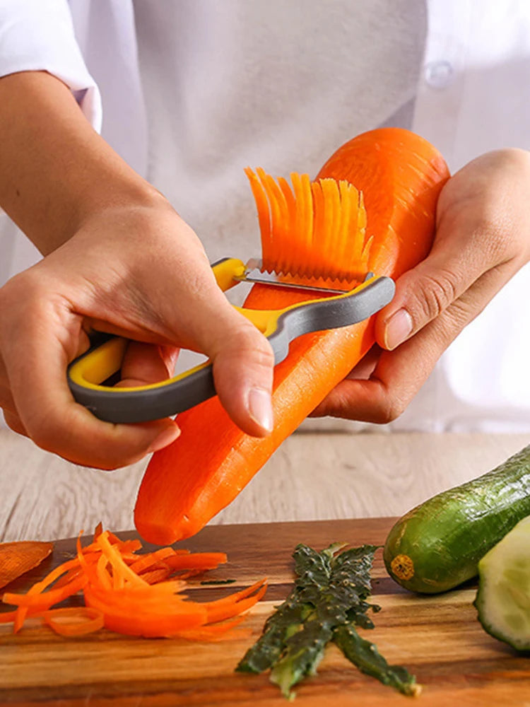 Stainless Steel Peeler - Swivel Blade Vegetable & Fruit Peeler for Kitchen, Ergonomic Non-Slip Handle (Potato, Apple, Carrot)