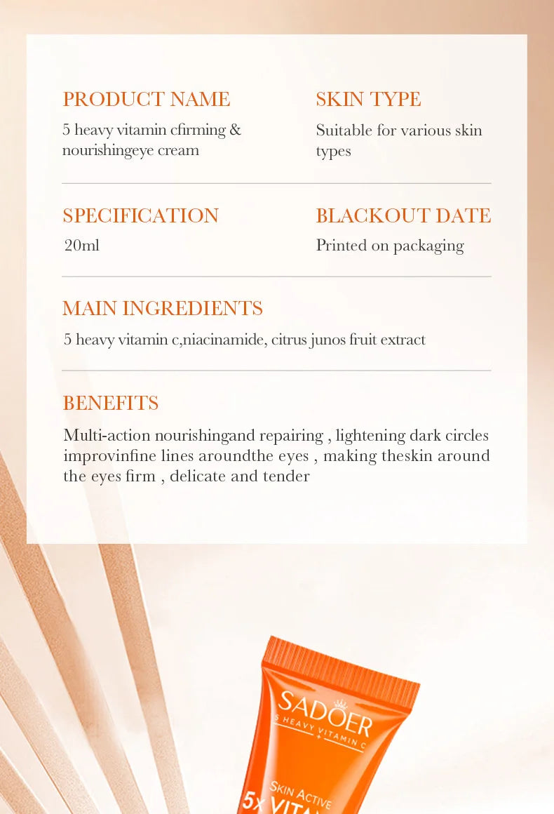 Vitamin C Eye Cream for Dark Circles and Puffiness - Smarsty