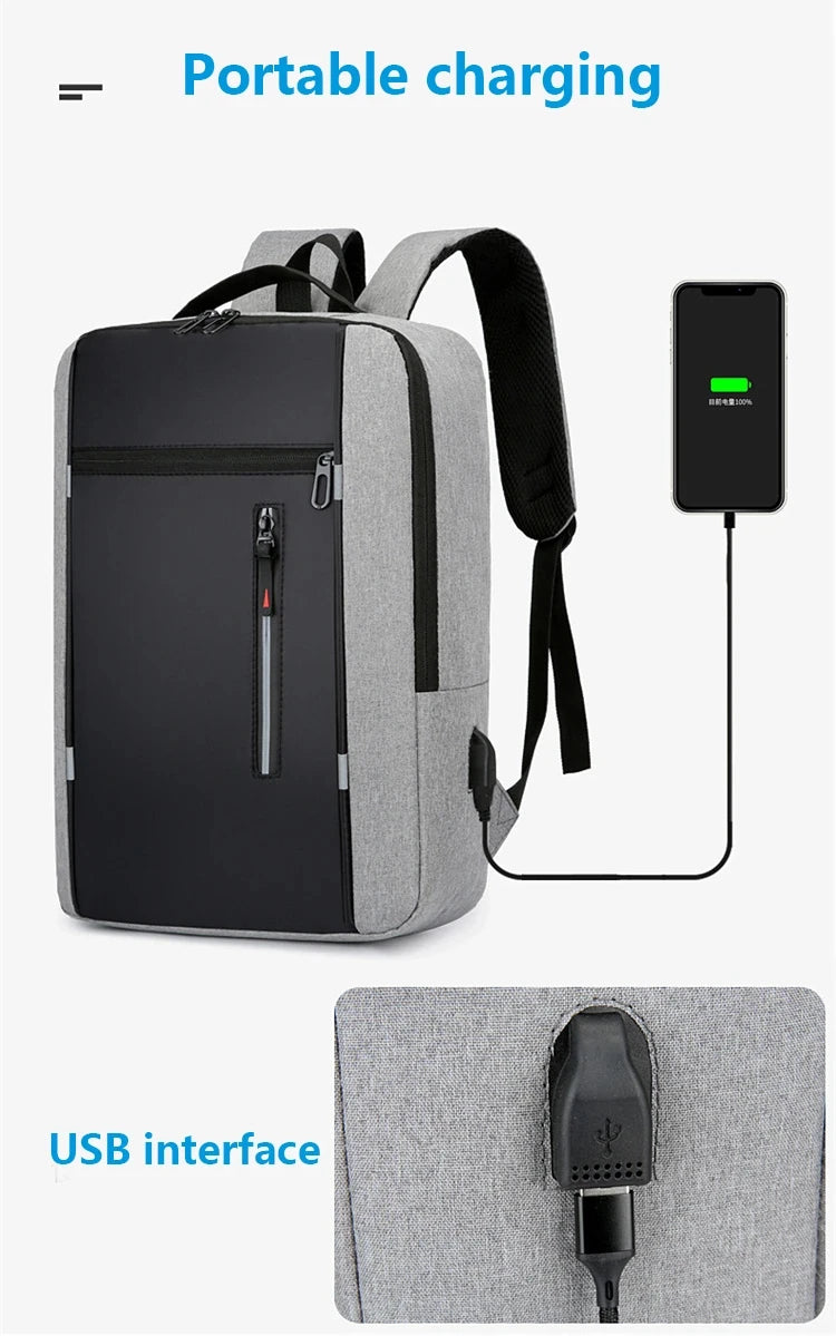 Men's Waterproof Oxford Laptop Backpack 15.6 Inch with USB Charging Port High Capacity Business Travel School Bag - Smarsty