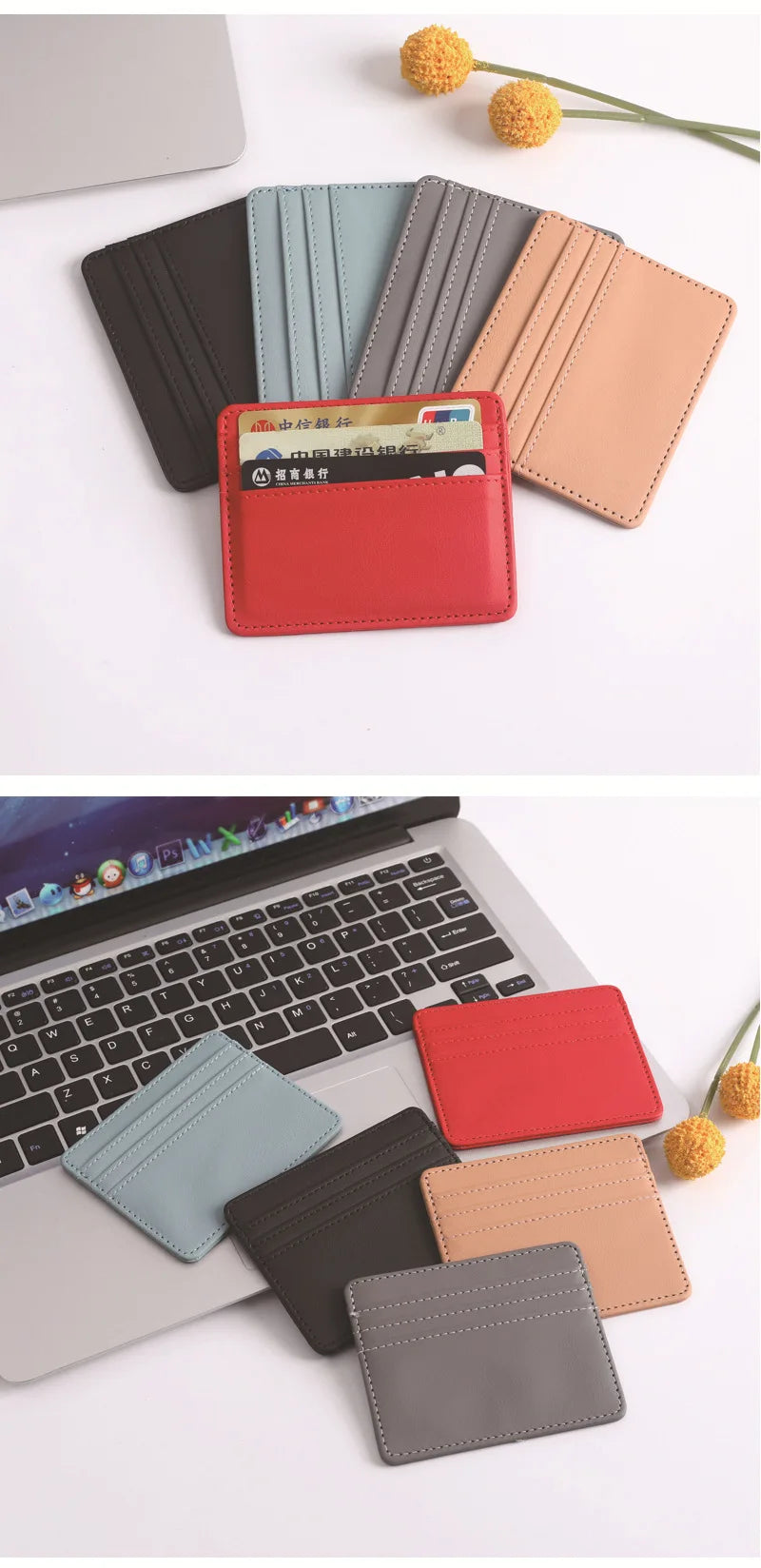 1Pc Pu Leather ID Card Holder Candy Color Bank Credit Card Box Multi Slot Slim Card Case Wallet Women Men Business Card Cover - Smarsty