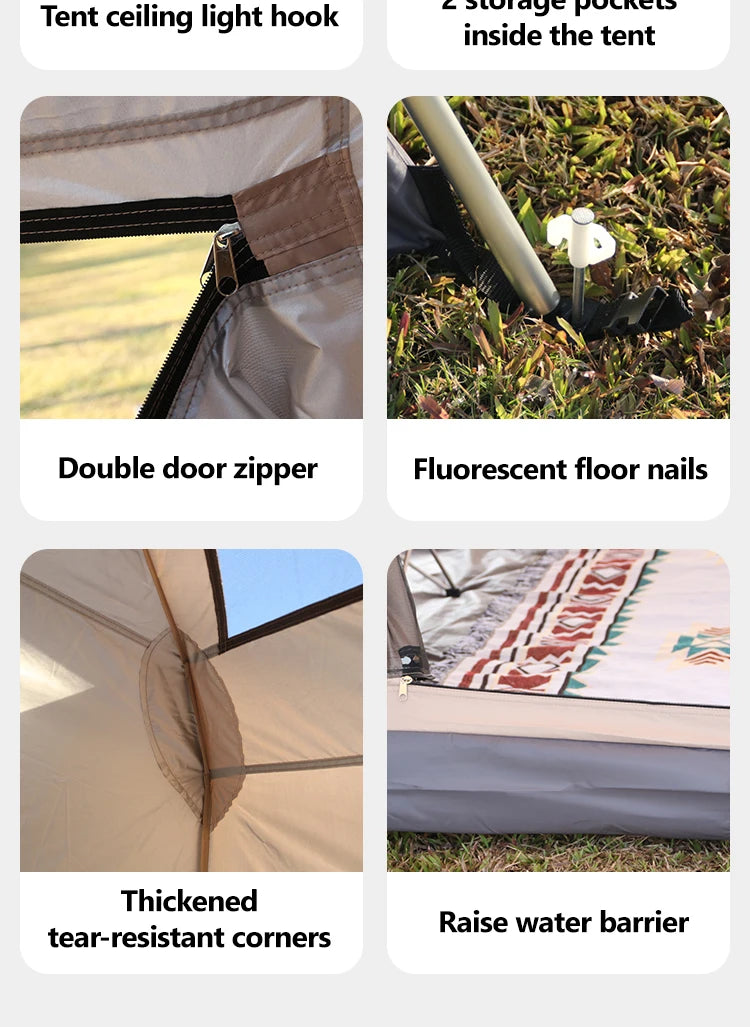 Sonuto Automatic Large Camping Tent 3-8 Person Quick Setup Double Hall Ridge Tent with Canopy for Outdoor Family Adventures by Smarsty