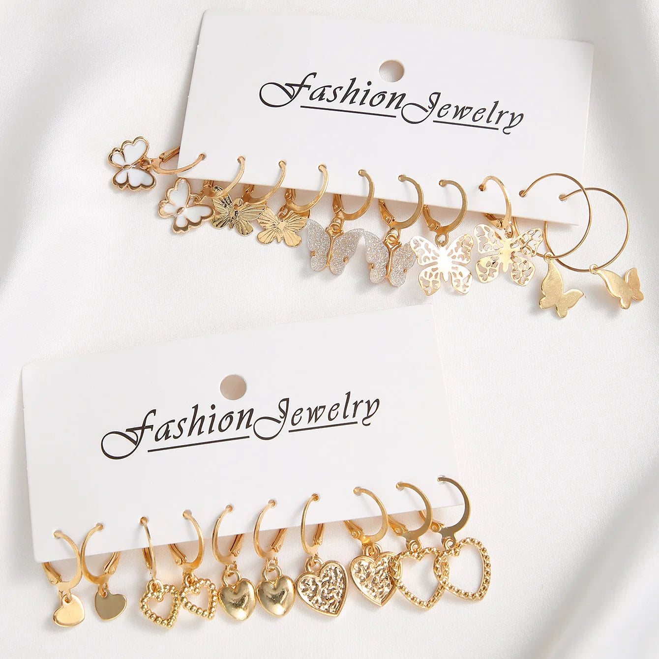 Gold Butterfly Heart Hoop Earrings for Women - Smarsty