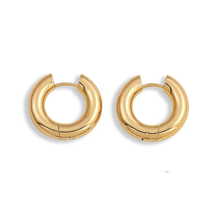 Gold Plated CZ Huggie Hoop Earrings Geometric U Shape - Smarsty