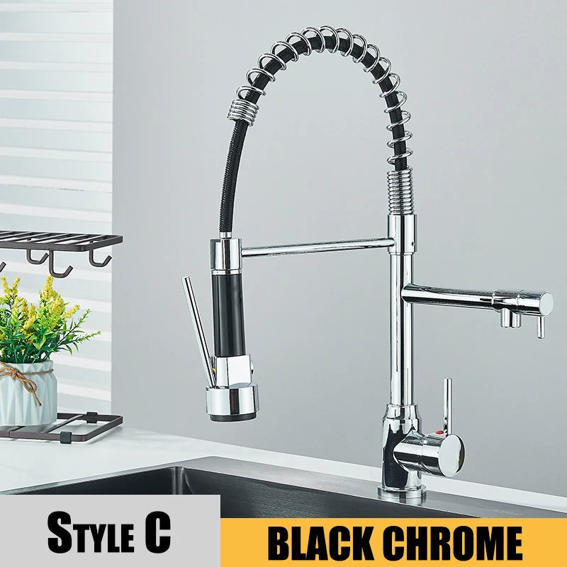 Black Kitchen Sink Faucet With Dual Spout Rotation - Smarsty