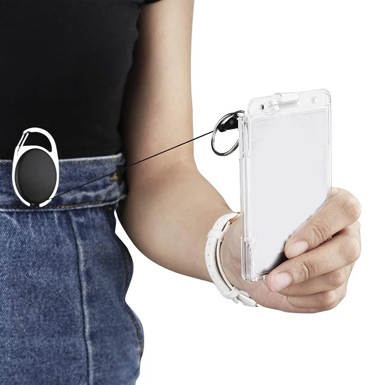 Transparent Cards Slots ID Tag Badge Holder with Badge Reel Cards Storage Organizer Employee Pass Work Card Case Sleeve - Smarsty