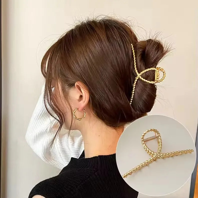 Korean Geometric Metal Hair Clip Durable Alloy Claw - Smarsty
