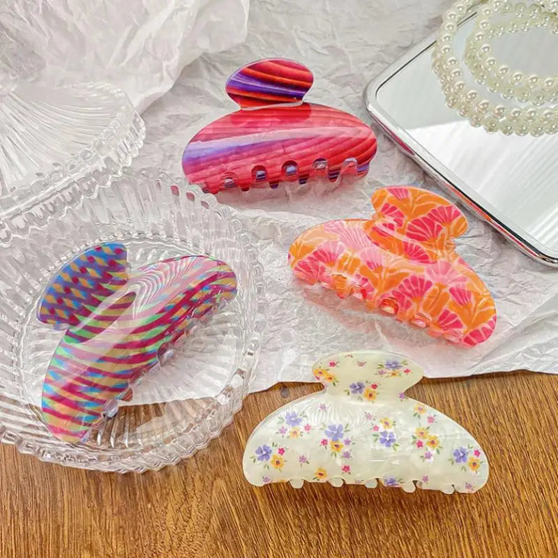 Vintage Floral Hair Claw Clip Elegant Colorful Design - Smarsty