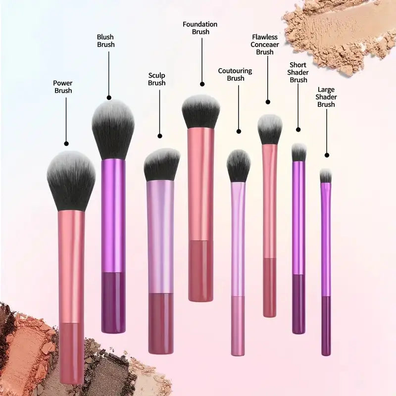 8 Piece Professional Makeup Brush Set for Flawless Application - Smarsty