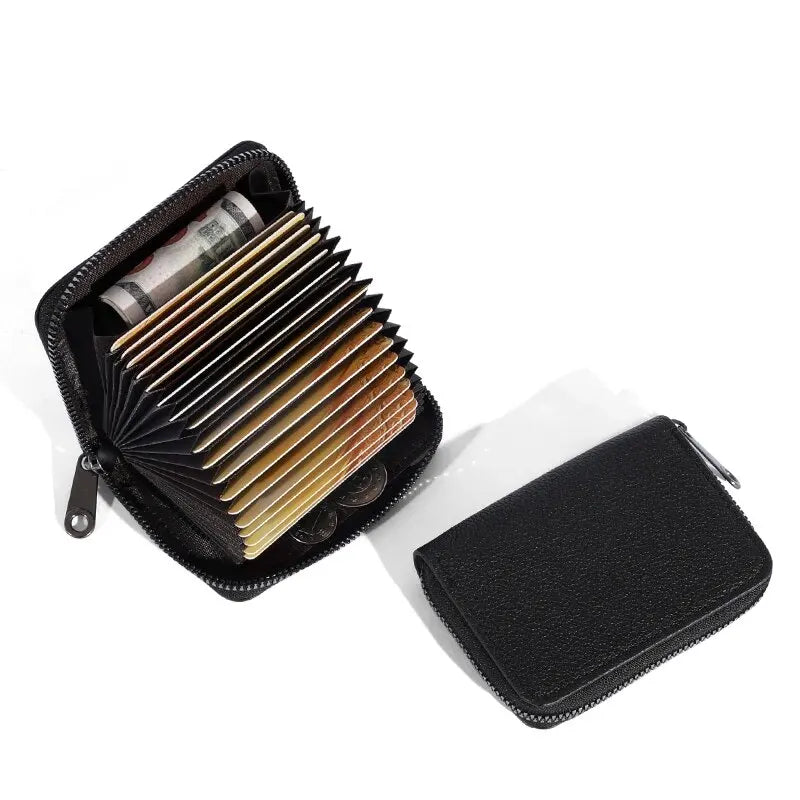 20 Detents Cards Holders PU Business Bank Credit Bus ID Card Holder Cover Coin Pouch Anti Demagnetization Wallets Bag Organizer